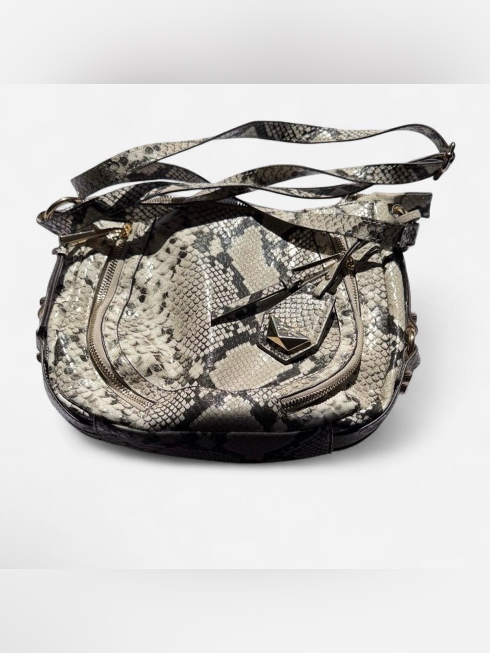 Jessica Simpson Python-Print Crossbody in Beige and Black